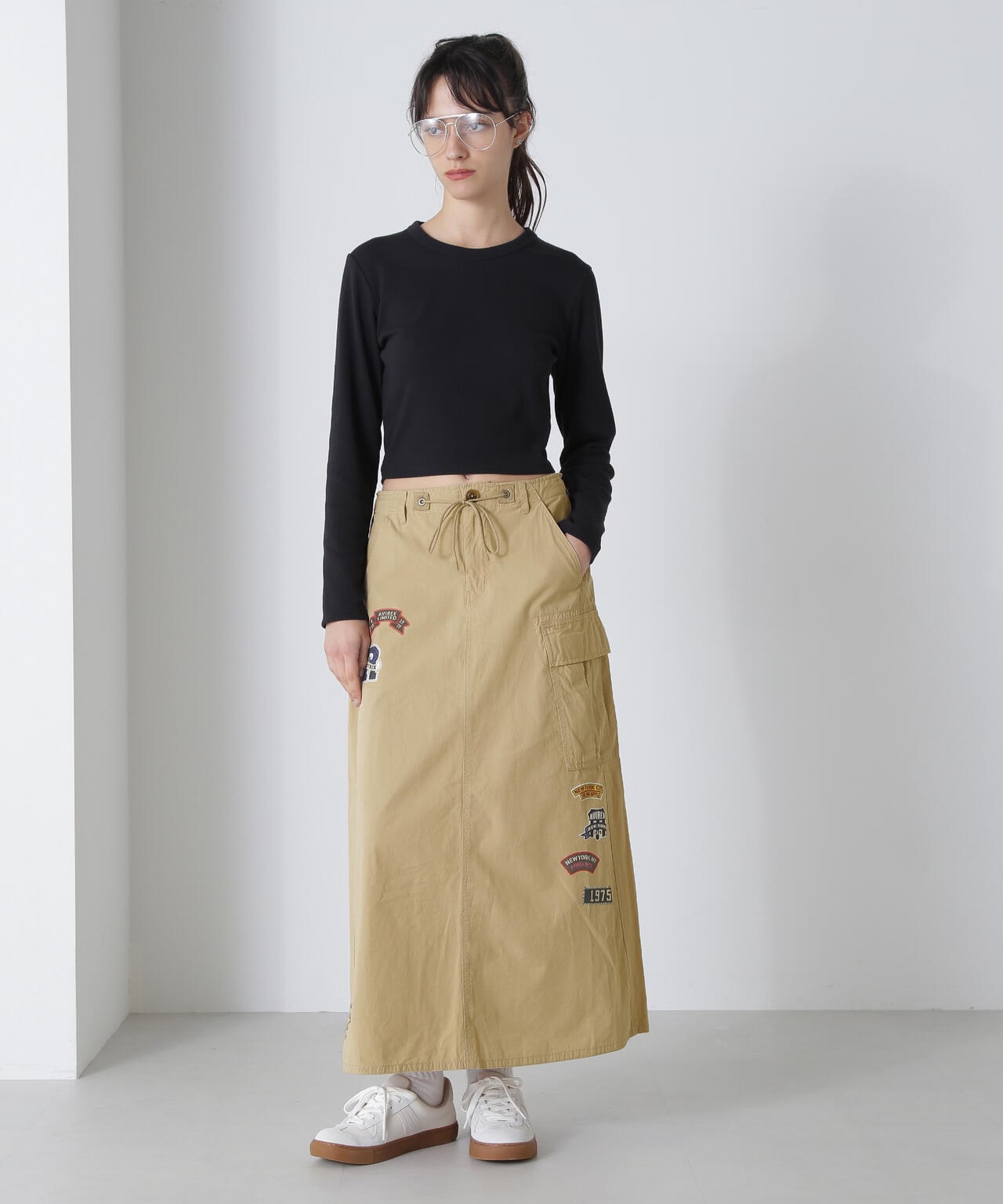 先行予約 6月中旬-6月下旬入荷予定】WAPPEN PRINT LONG SKIRT/ワッペン 