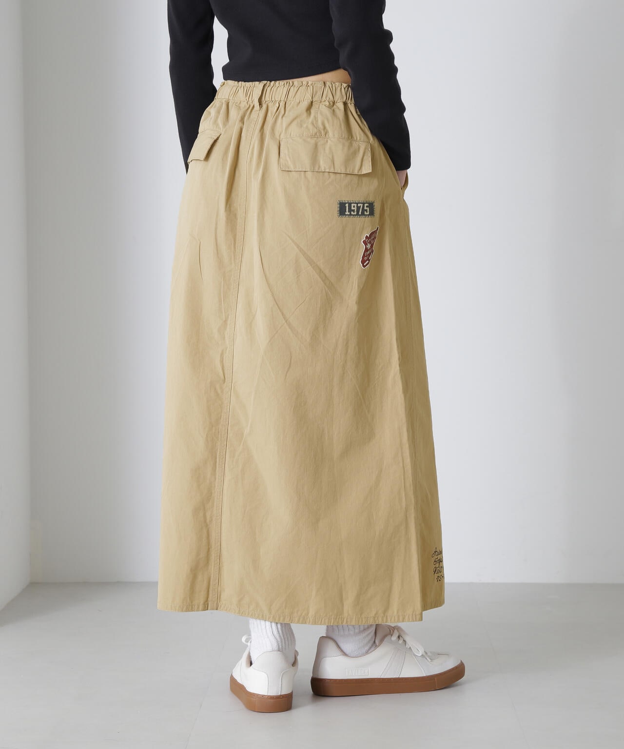 WAPPEN PRINT LONG SKIRT/ワッペンプリント ロングスカート