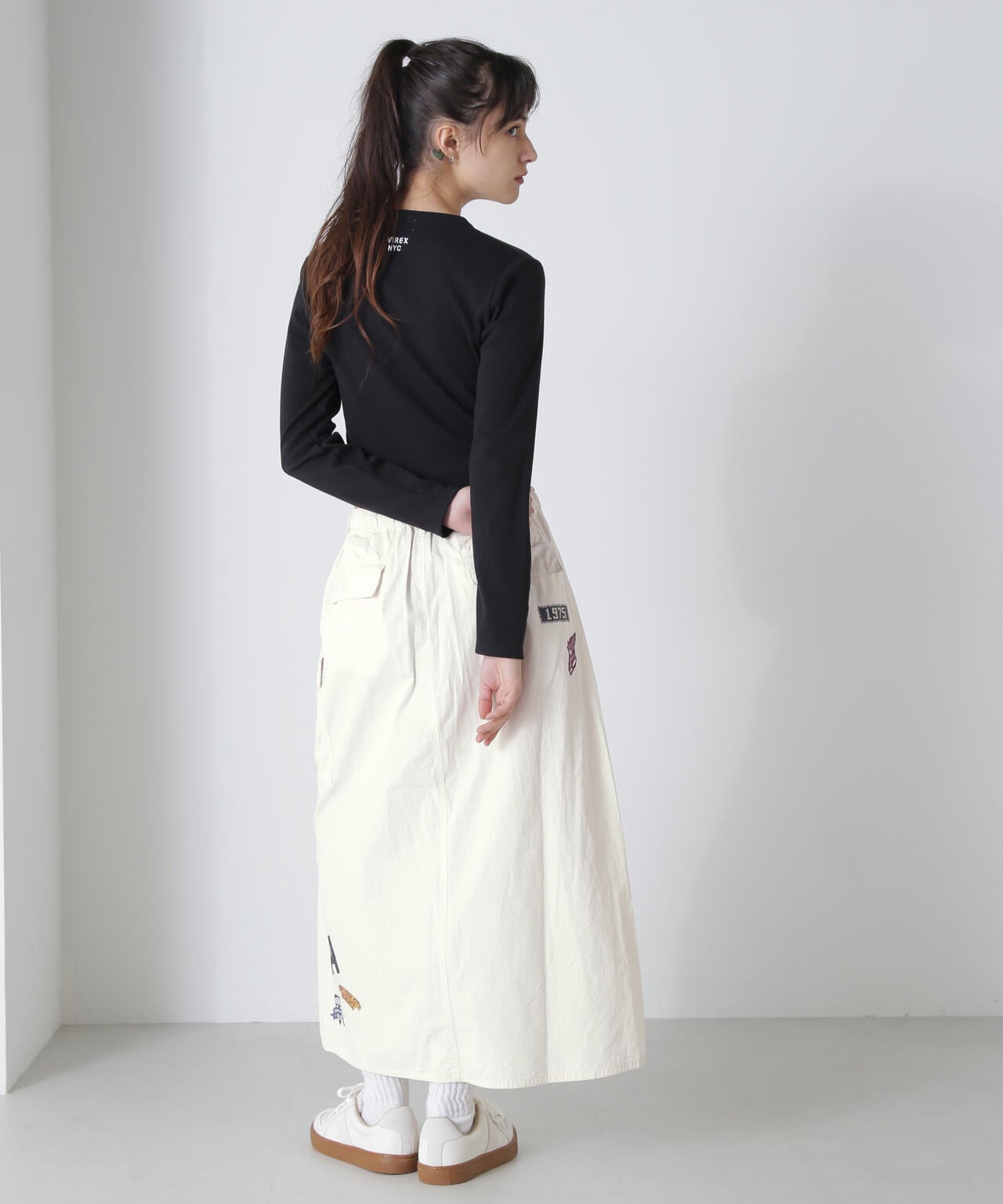 先行予約 6月中旬-6月下旬入荷予定】WAPPEN PRINT LONG SKIRT/ワッペン 