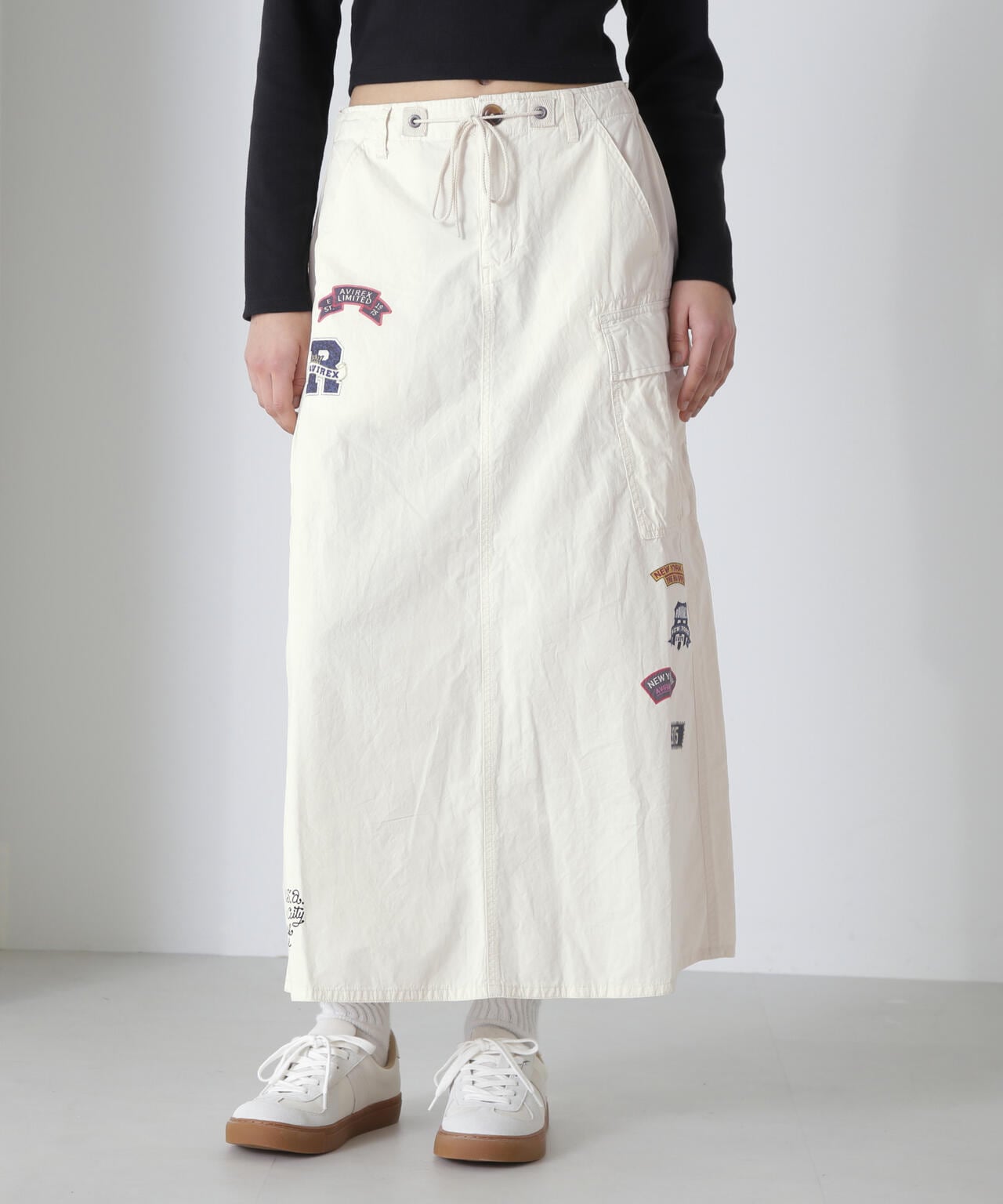 先行予約 6月中旬-6月下旬入荷予定】WAPPEN PRINT LONG SKIRT/ワッペン 