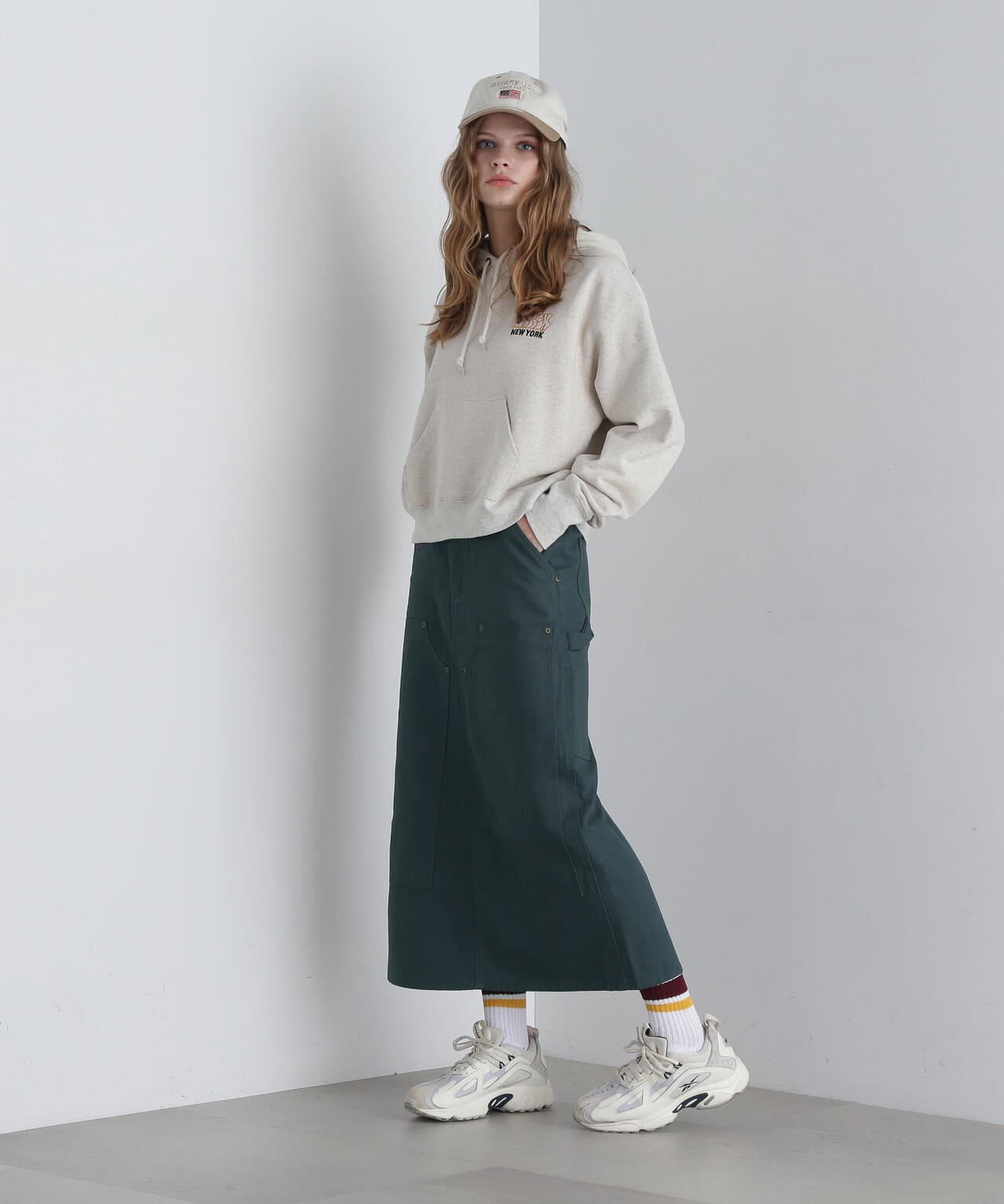 《AVIREX × UNIVERSAL OVERALL》 DOUBLE KNEE PAINTER SKIRT / ダブルニー ペインター 