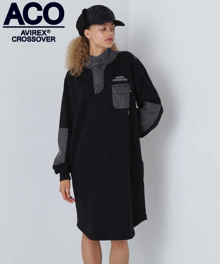 《CROSSOVER》DENIM COMBI ONEPIECE/デニムコンビワンピース