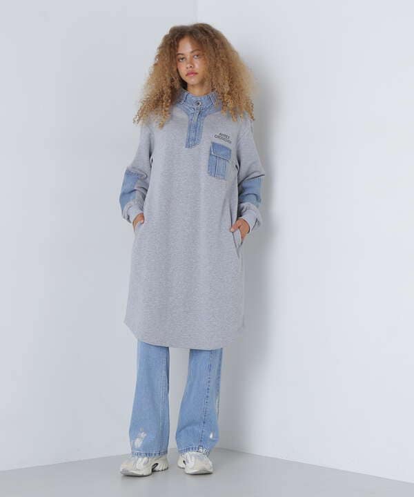 《CROSSOVER》DENIM COMBI ONEPIECE/デニムコンビワンピース