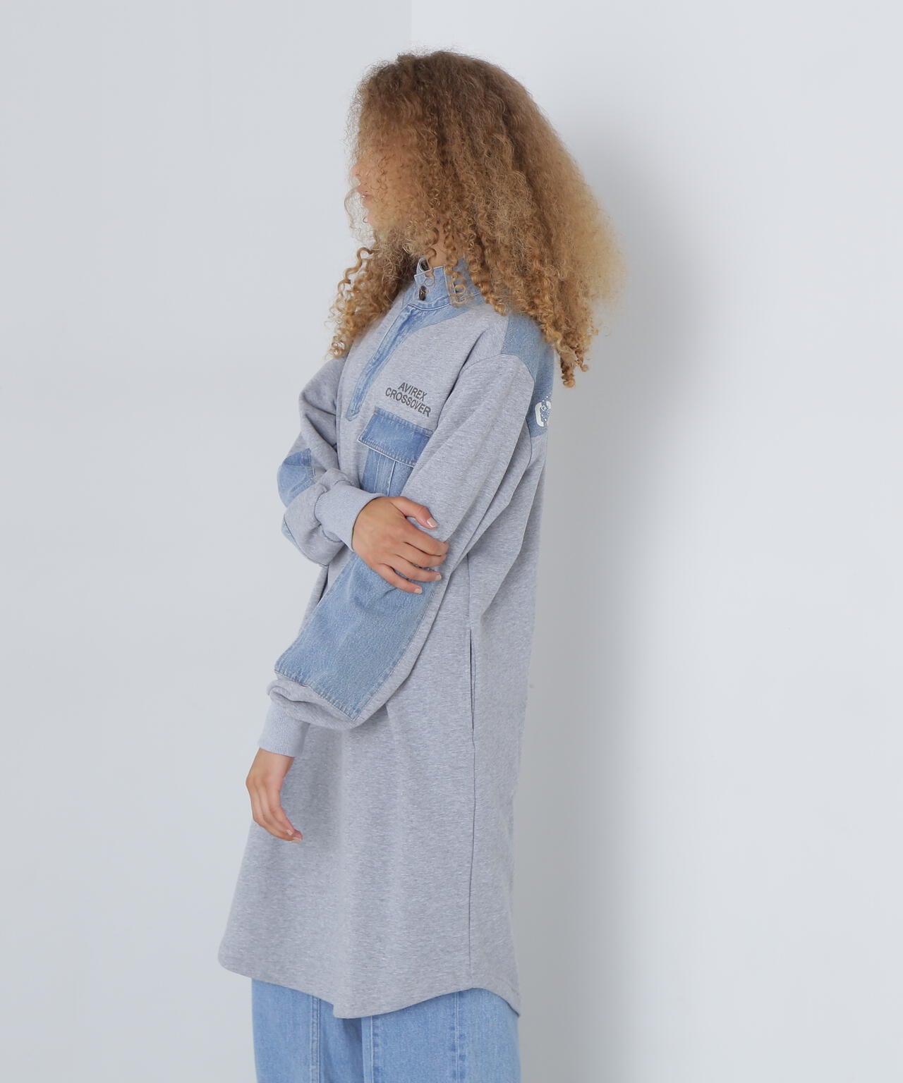 《CROSSOVER》DENIM COMBI ONEPIECE/デニムコンビワンピース