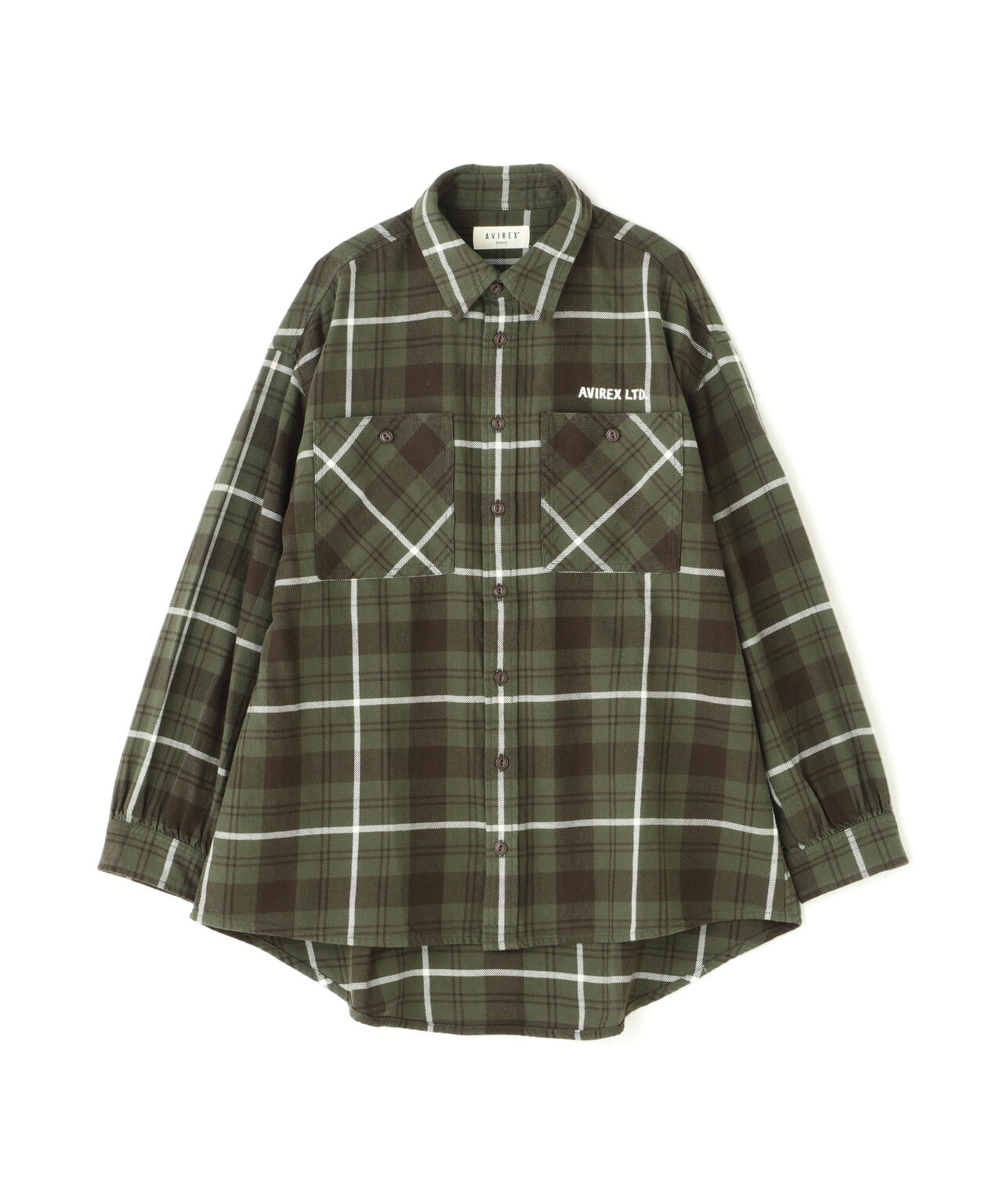 《直営店限定》COTTON WIDE CHECK EMB SHIRTS USAF/コットンワイドチェ