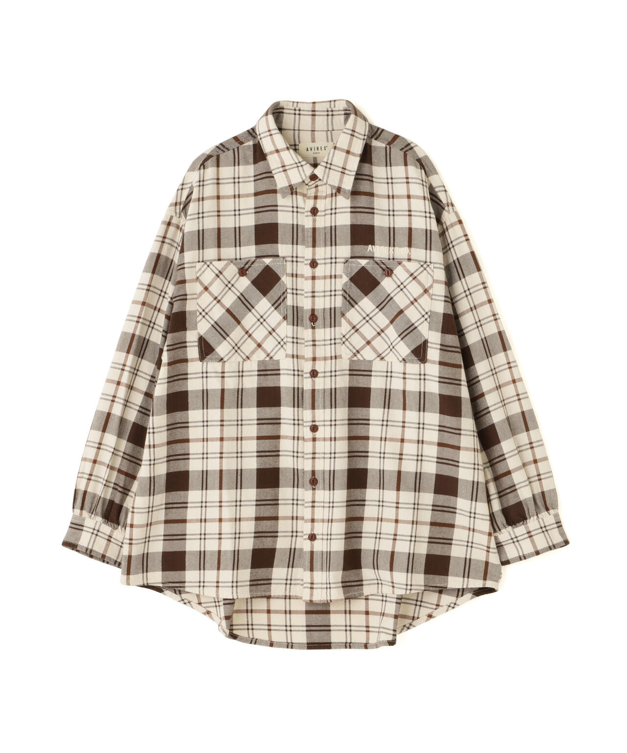 《直営店限定》COTTON WIDE CHECK EMB SHIRTS USAF/コットンワイドチェ