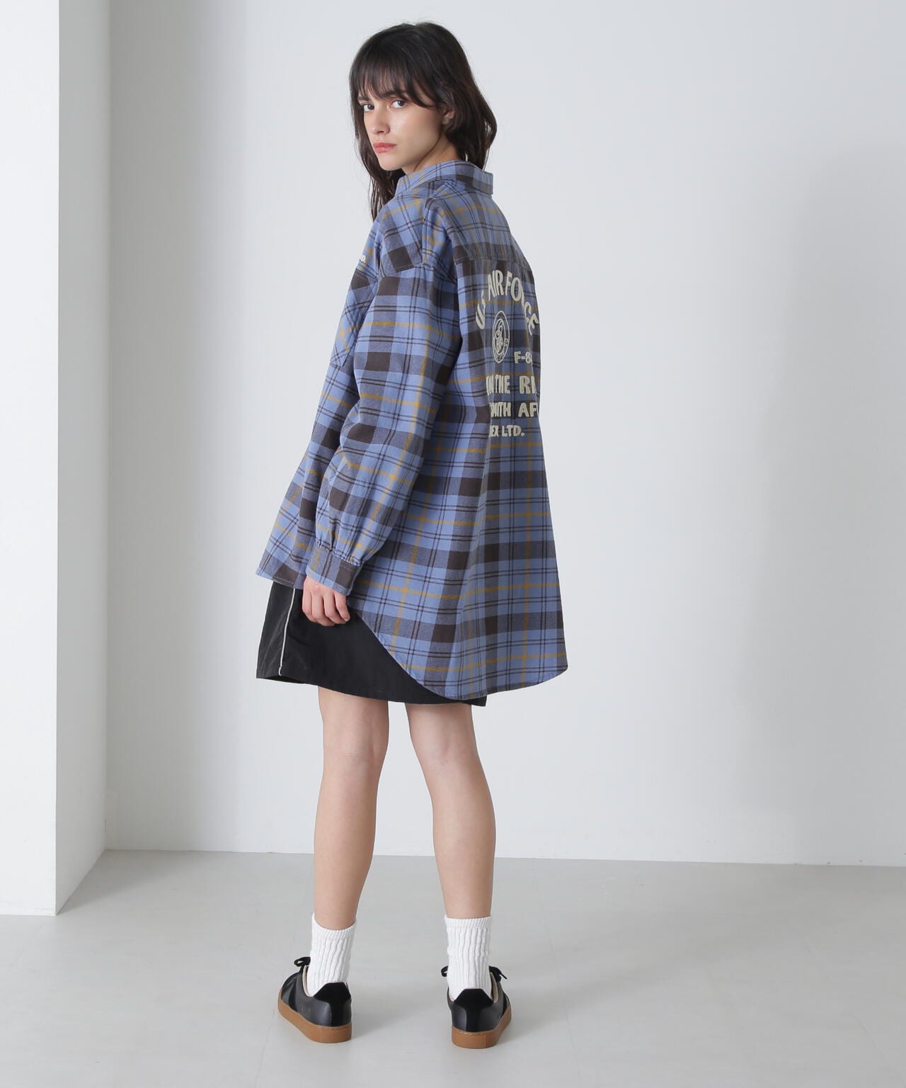 《直営店限定》COTTON WIDE CHECK EMB SHIRTS USAF/コットンワイドチェ