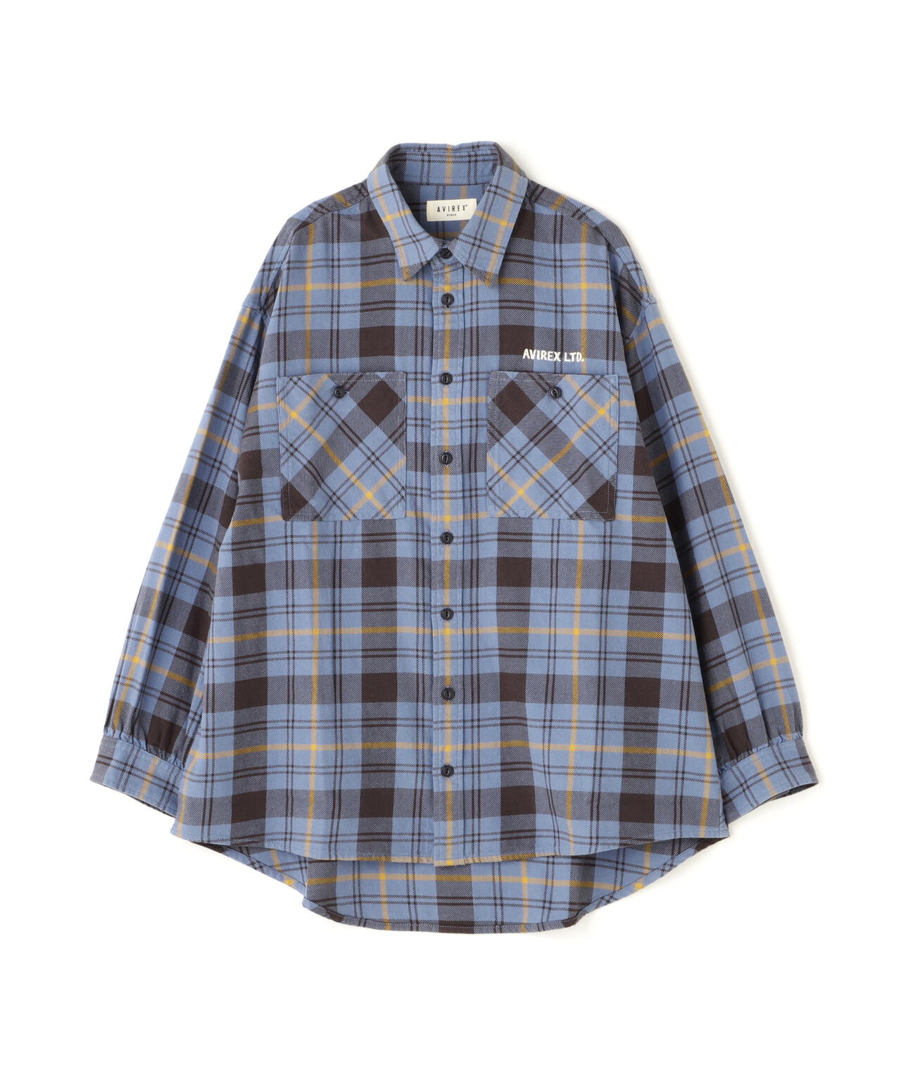 《直営店限定》COTTON WIDE CHECK EMB SHIRTS USAF/コットンワイドチェ