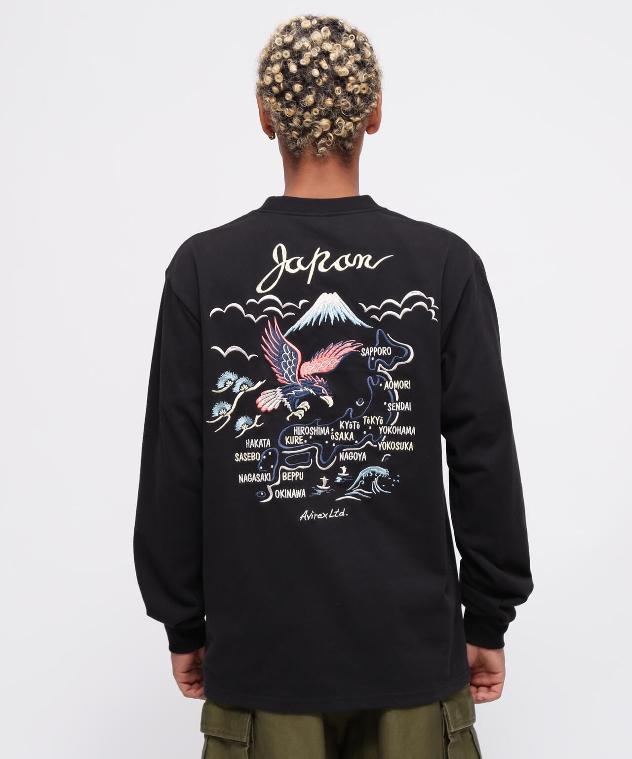 EMBROIDERY T-SHIRT "JAPAN MAP" / エンブロイダリー 長袖Tシャツ "ジャパン マップ" / AVIREX /