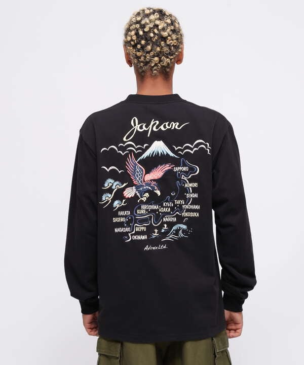 EMBROIDERY T-SHIRT "JAPAN MAP" / エンブロイダリー 長袖Tシャツ "ジャパン マップ" / AVIREX /