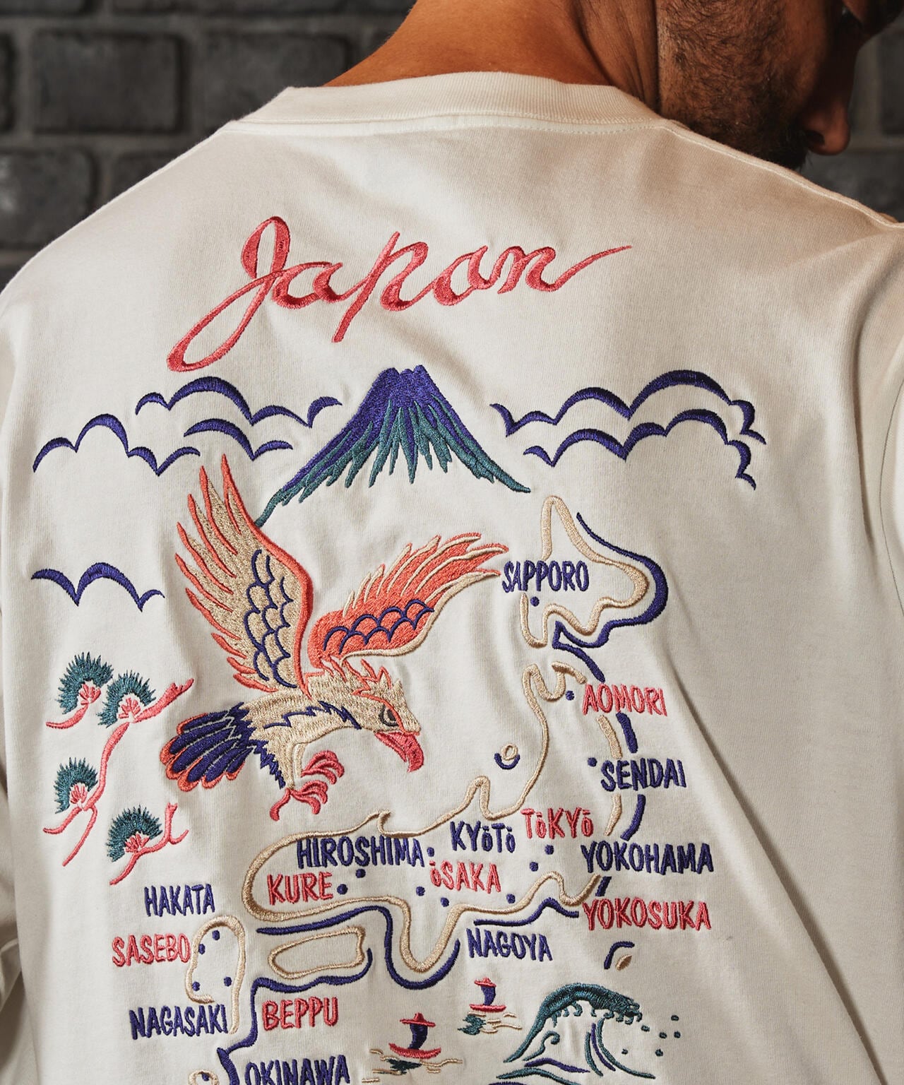 EMBROIDERY T-SHIRT "JAPAN MAP" / エンブロイダリー 長袖Tシャツ "ジャパン マップ" / AVIREX /