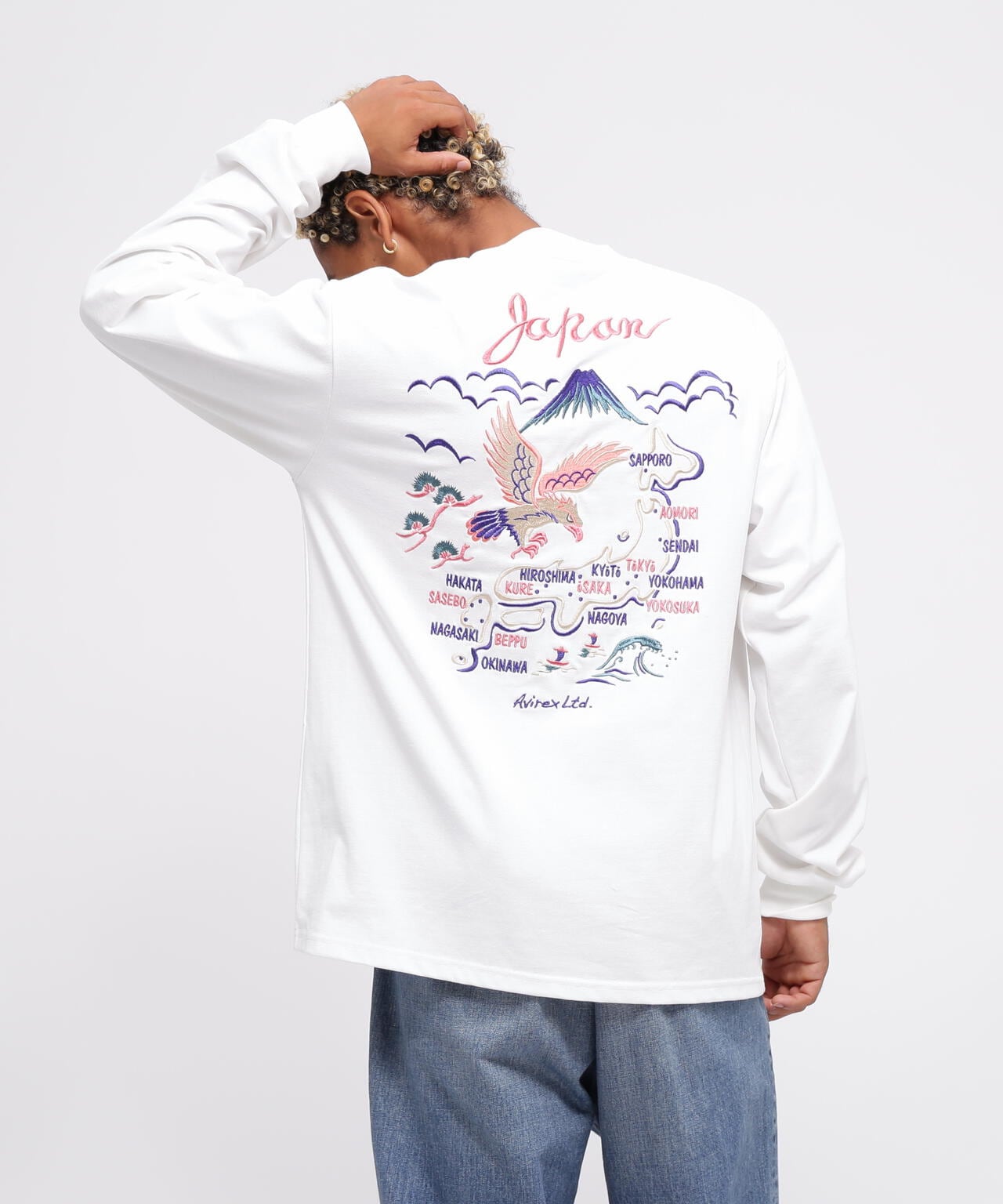 EMBROIDERY T-SHIRT "JAPAN MAP" / エンブロイダリー 長袖Tシャツ "ジャパン マップ" / AVIREX /