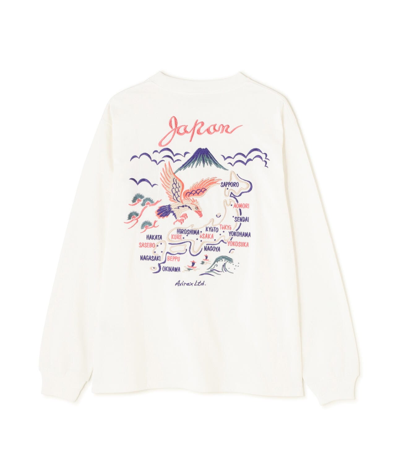 EMBROIDERY T-SHIRT "JAPAN MAP" / エンブロイダリー 長袖Tシャツ "ジャパン マップ" / AVIREX /