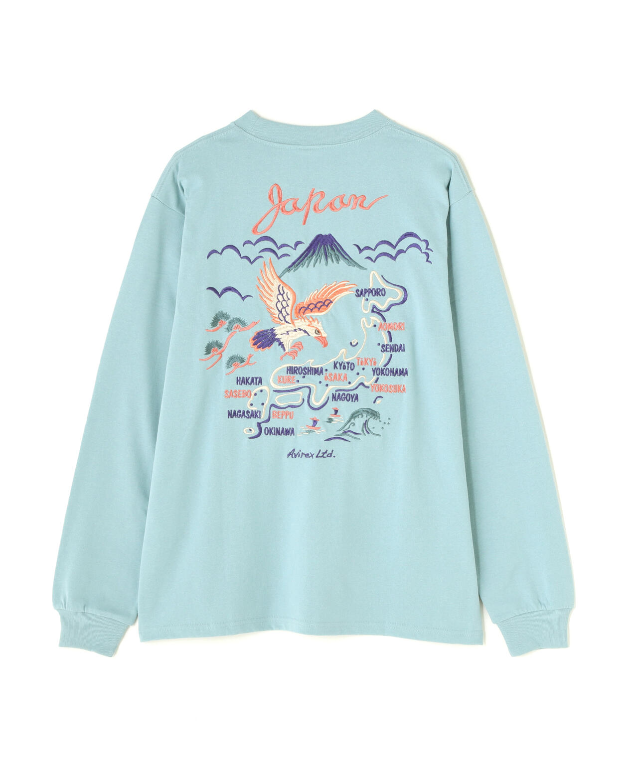 EMBROIDERY T-SHIRT "JAPAN MAP" / エンブロイダリー 長袖Tシャツ "ジャパン マップ" / AVIREX /