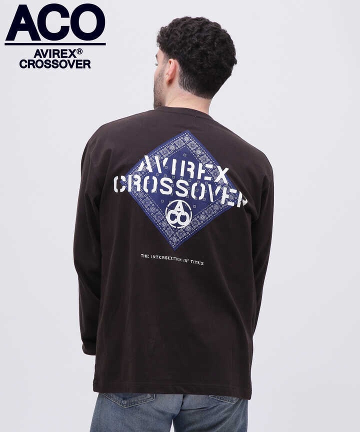 《CROSSOVER》BANDANA PATCH LONGSLEEVE T-SHIRT / バンダナ パッチ 長袖Tシャツ / AVIREX