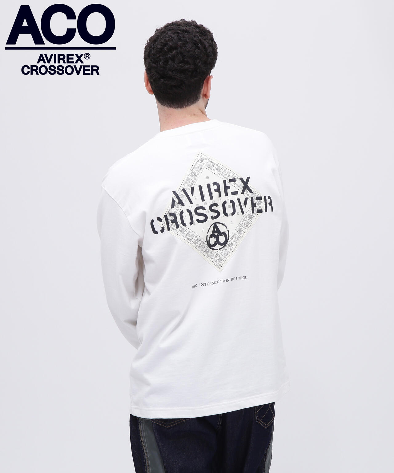 《CROSSOVER》BANDANA PATCH LONGSLEEVE T-SHIRT / バンダナ パッチ 長袖Tシャツ / AVIREX