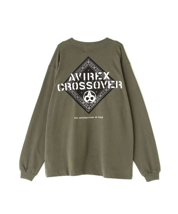 《CROSSOVER》BANDANA PATCH LONGSLEEVE T-SHIRT / バンダナ パッチ 長袖Tシャツ / AVIREX