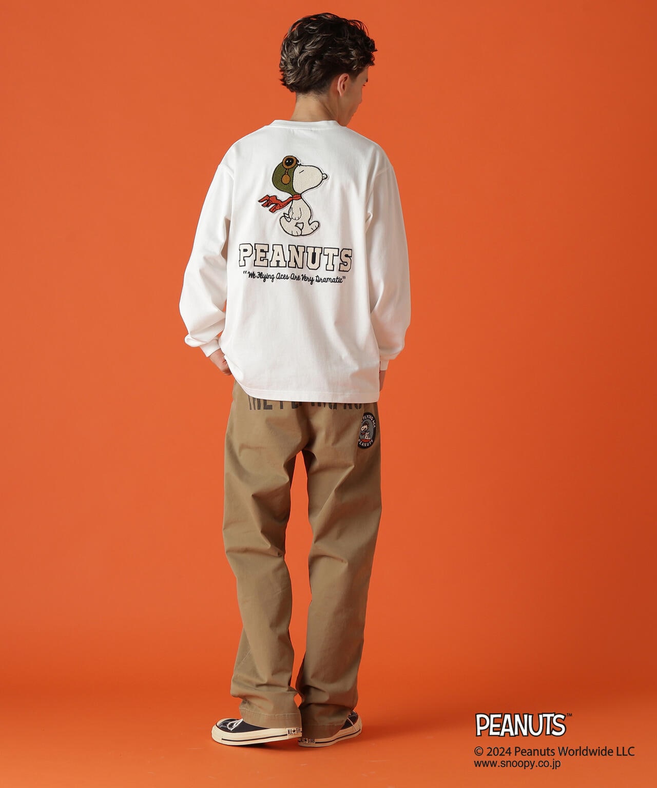 《AVIREX × PEANUTS》LONGSLEEVE　T-SHIRT "FLYING ACE" /長袖Tシャツ "フライング エース" 