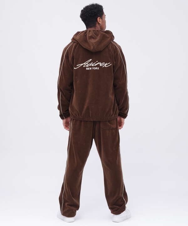 VELOUR ZIP PRAKA CURSIVE LOGO / ベロア ジップ パーカー カーシブロ