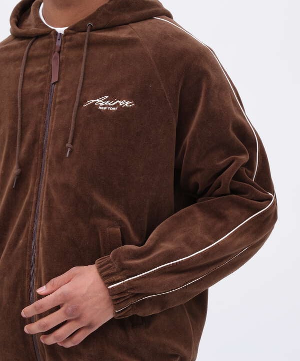 VELOUR ZIP PRAKA CURSIVE LOGO / ベロア ジップ パーカー カーシブロ