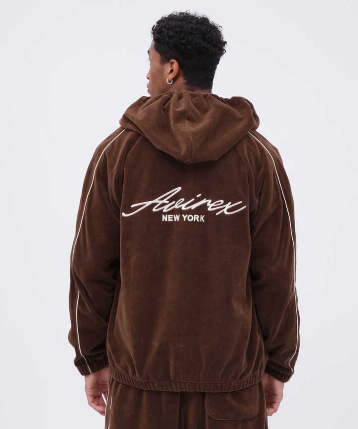 VELOUR ZIP PRAKA CURSIVE LOGO / ベロア ジップ パーカー カーシブロ