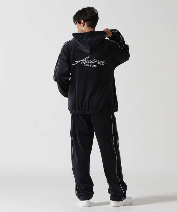 VELOUR ZIP PRAKA CURSIVE LOGO / ベロア ジップ パーカー カーシブロ