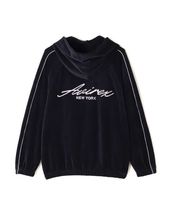 VELOUR ZIP PRAKA CURSIVE LOGO / ベロア ジップ パーカー カーシブロ