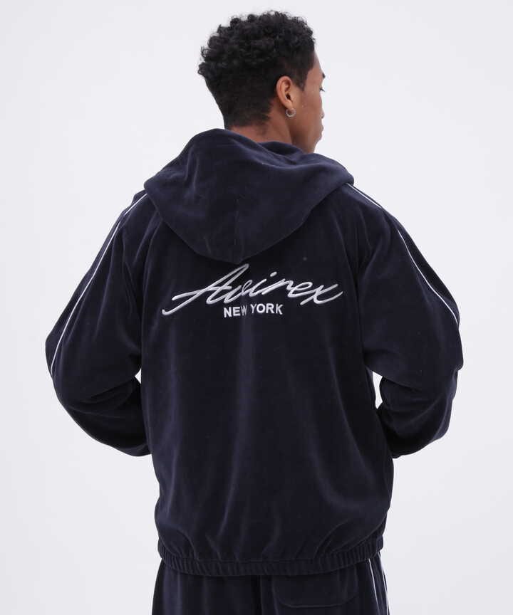 VELOUR ZIP PRAKA CURSIVE LOGO / ベロア ジップ パーカー カーシブロ