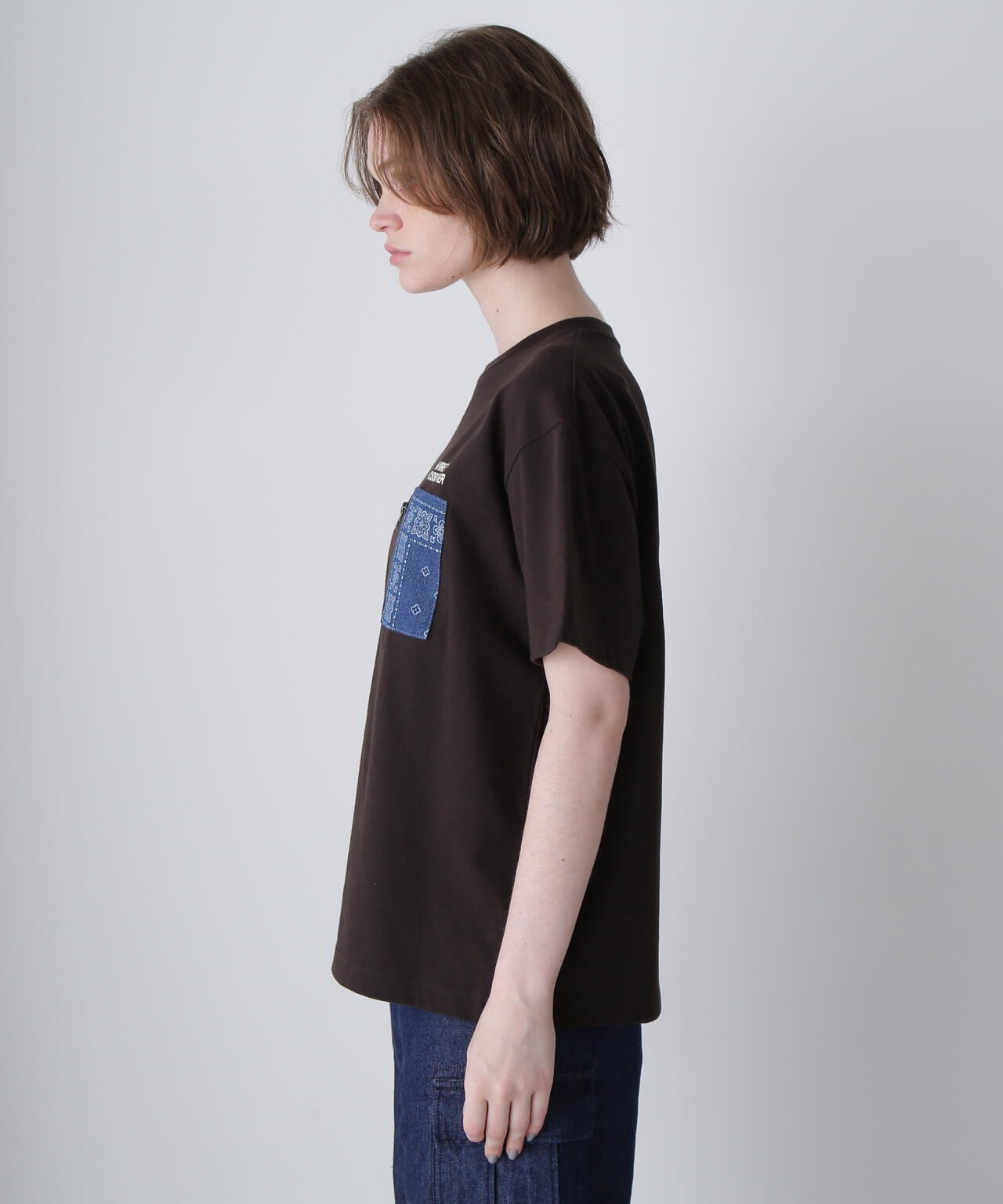 《CROSSOVER》DENIM POCKET T-SHIRT / クロスオーバー デニム ポケット Tシャツ