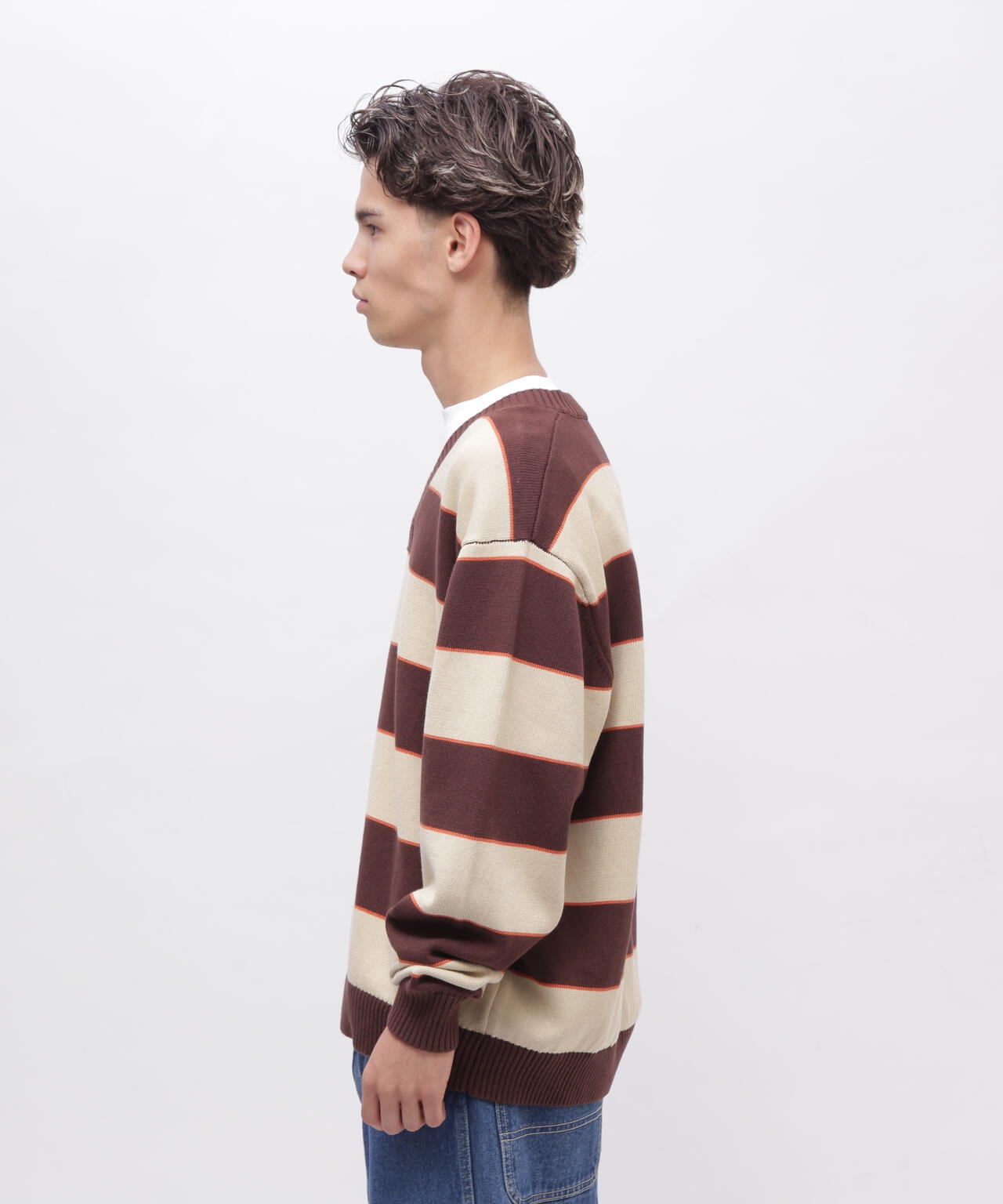 V-NECK BORDER KNIT / Vネック ボーダー ニット / AVIREX / アヴィレックス