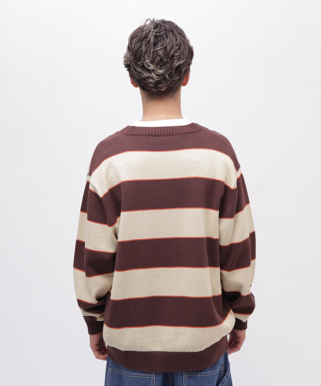 V-NECK BORDER KNIT / Vネック ボーダー ニット / AVIREX / アヴィレックス