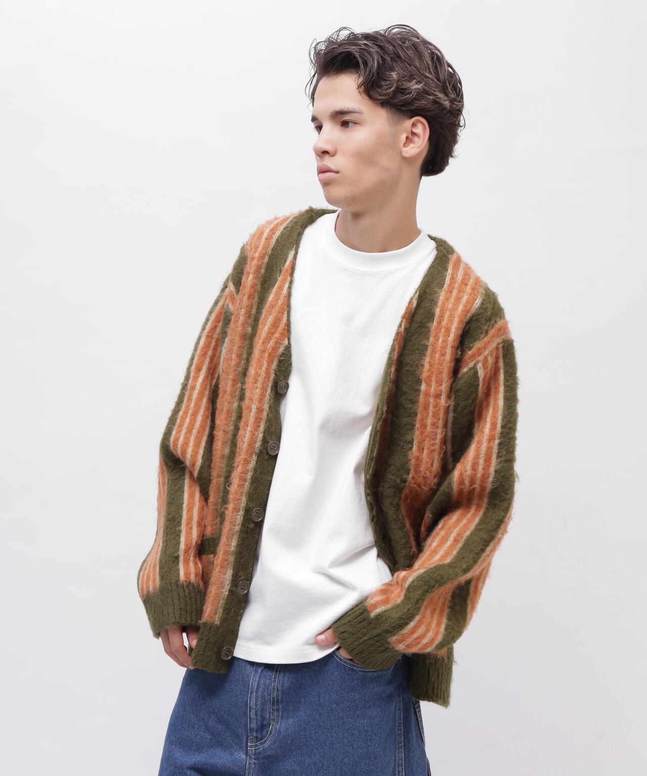 STRIPE MOHAIR LIKE CARDIGAN / ストライプ モヘア ライク カーディガン / AVIREX / アヴィレックス