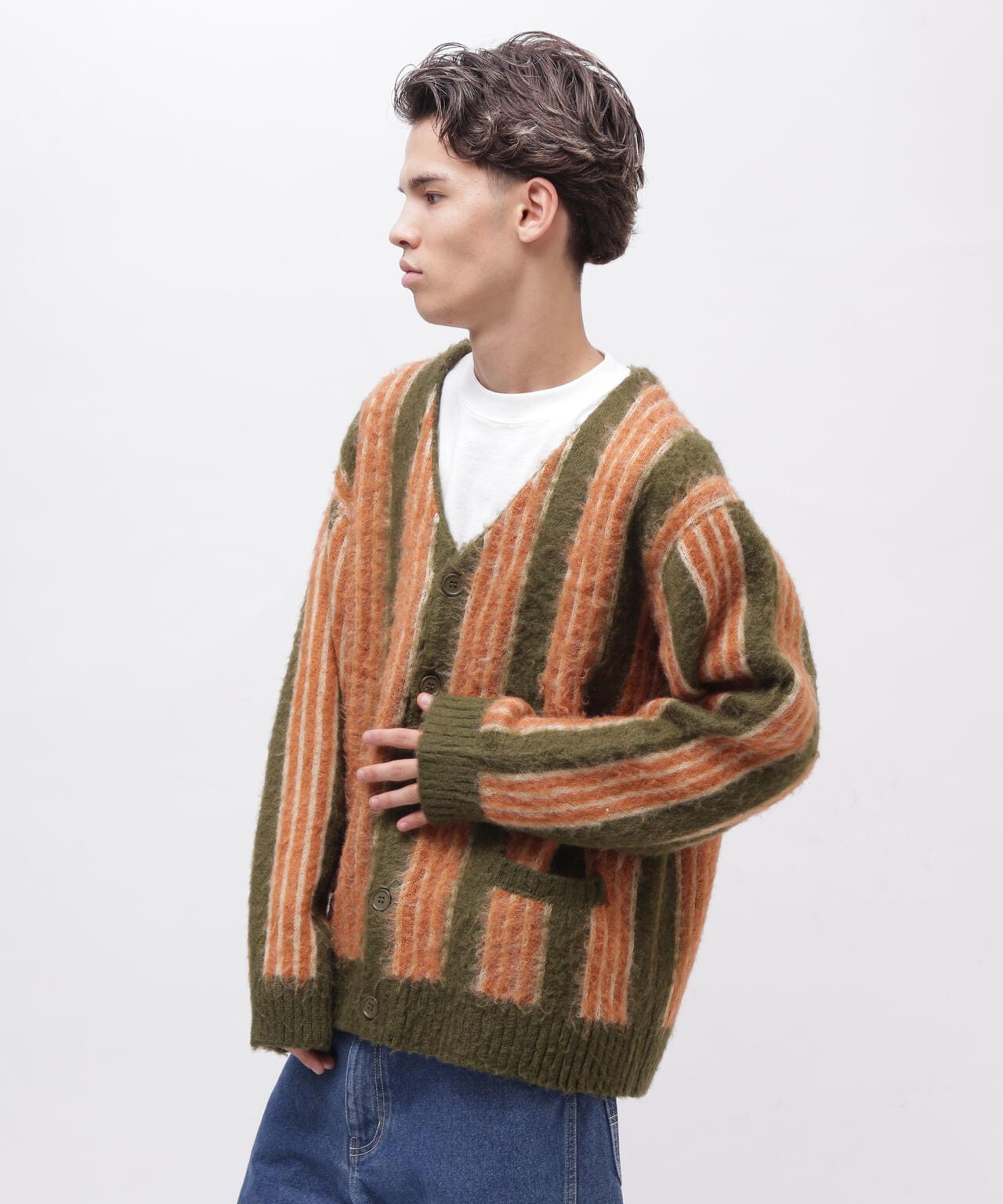 STRIPE MOHAIR LIKE CARDIGAN / ストライプ モヘア ライク カーディガン / AVIREX / アヴィレックス