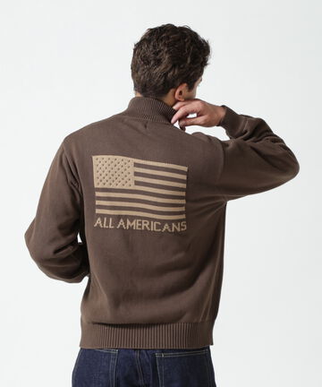 《WEB&DEPOT限定》STANDZIP KNIT "AMERICAN FLAGS" / スタンドジップ ニット "アメリカンフラッグ" 