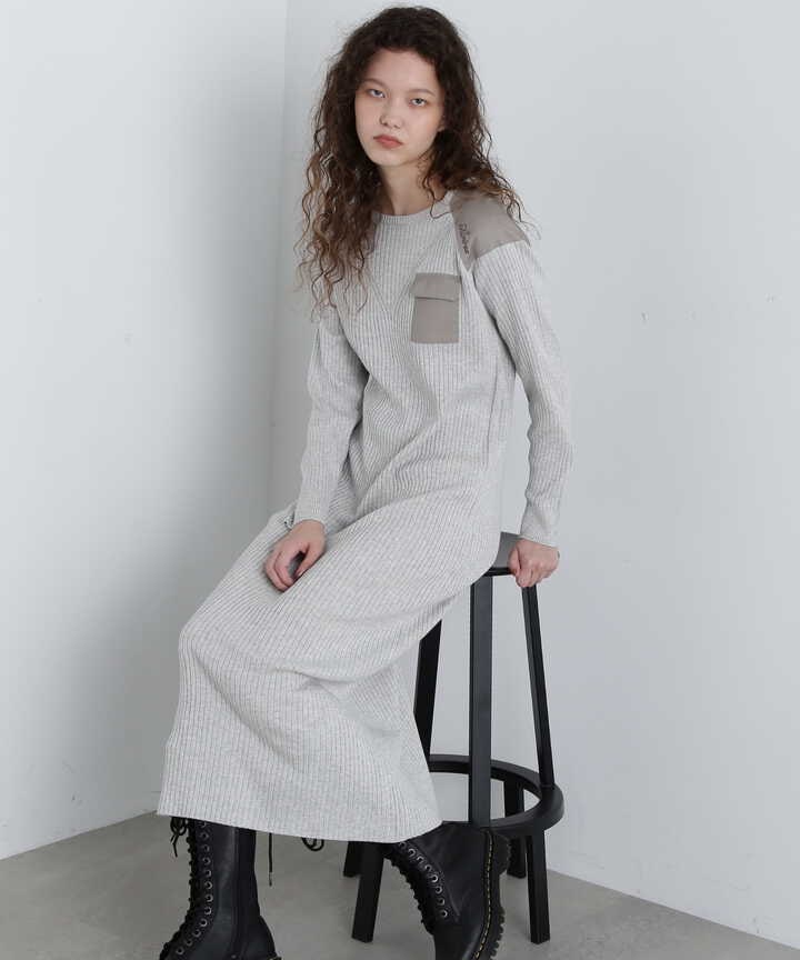 MILITARY RIB KINT ONEPIECE/ミリタリーリブニットワンピース