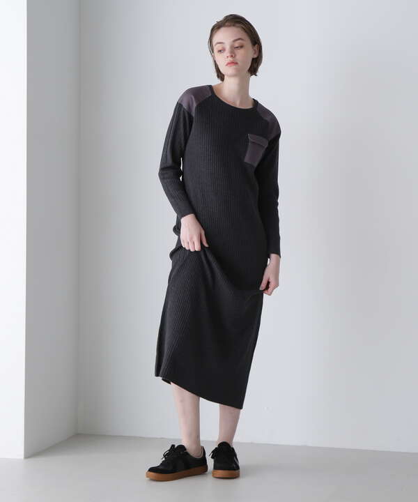 MILITARY RIB KINT ONEPIECE/ミリタリーリブニットワンピース