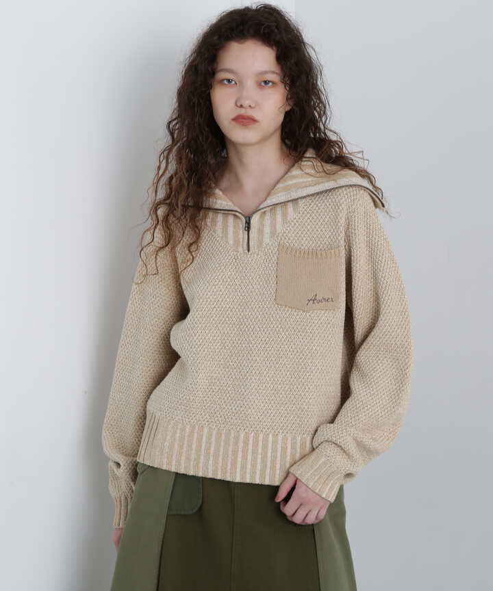 ZIP TURTLE NECK MELANGE KNIT TOPS/ジップタートルネックメランジ