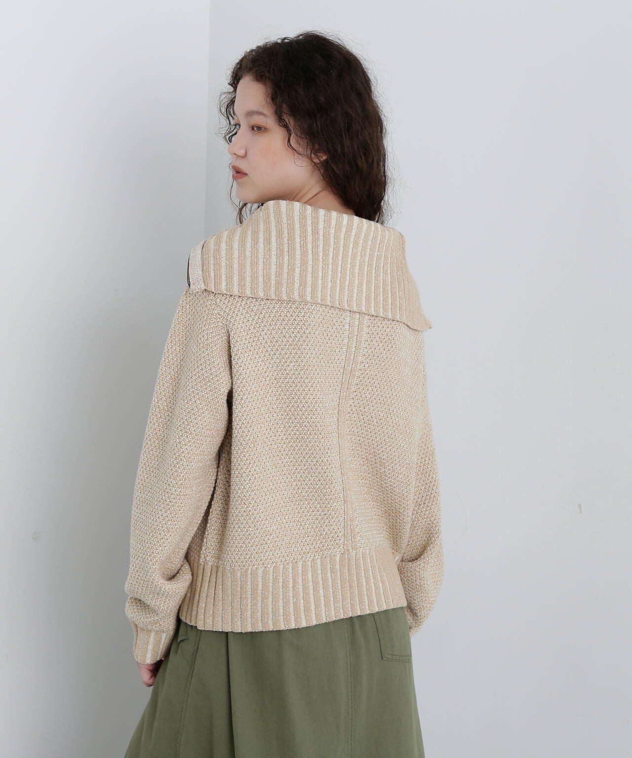 ZIP TURTLE NECK MELANGE KNIT TOPS/ジップタートルネックメランジ