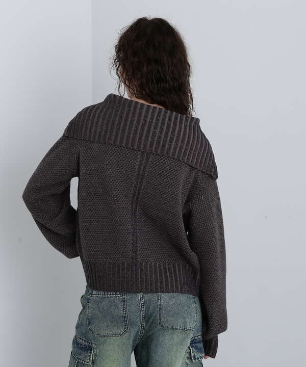 ZIP TURTLE NECK MELANGE KNIT TOPS/ジップタートルネックメランジ