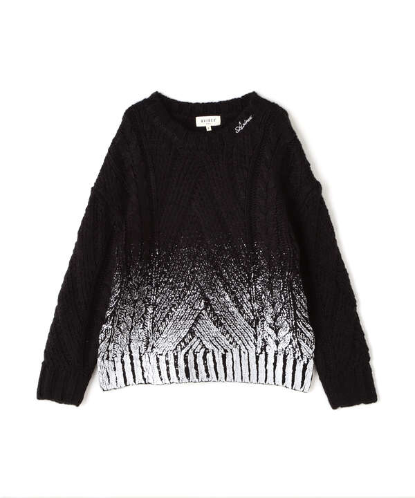 FOIL PRINT KNIT TOPS/箔プリントニットトップス