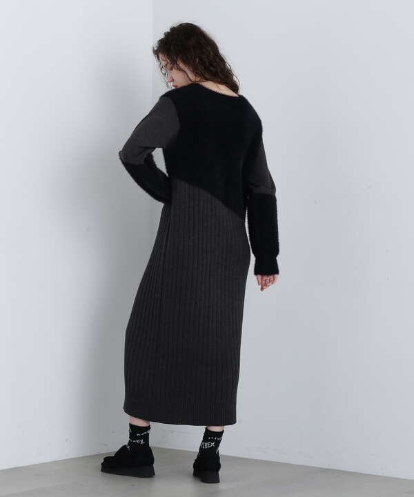 《直営店限定》FLAT×SHAGGY KNIT ONEPIECE/フラット×シャギーニット