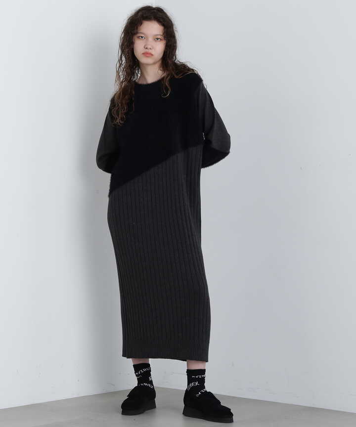 《直営店限定》FLAT×SHAGGY KNIT ONEPIECE/フラット×シャギーニット