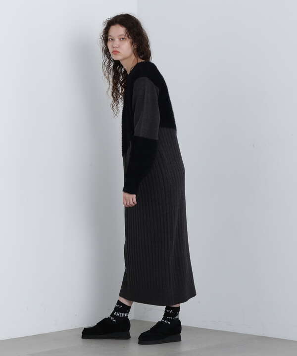 《直営店限定》FLAT×SHAGGY KNIT ONEPIECE/フラット×シャギーニット