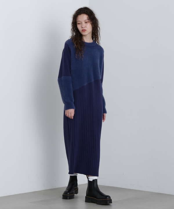 《直営店限定》FLAT×SHAGGY KNIT ONEPIECE/フラット×シャギーニット