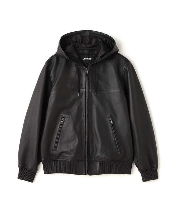 《WEB&DEPOT限定》LEATHER HOODIE/レザーフードジャケット