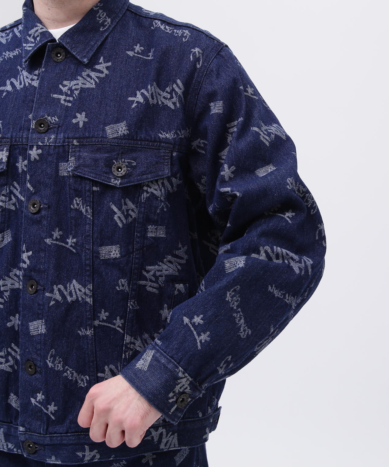 TAGGING JACQUARD DENIM JACKET/タギング ジャガード デニムジャケット