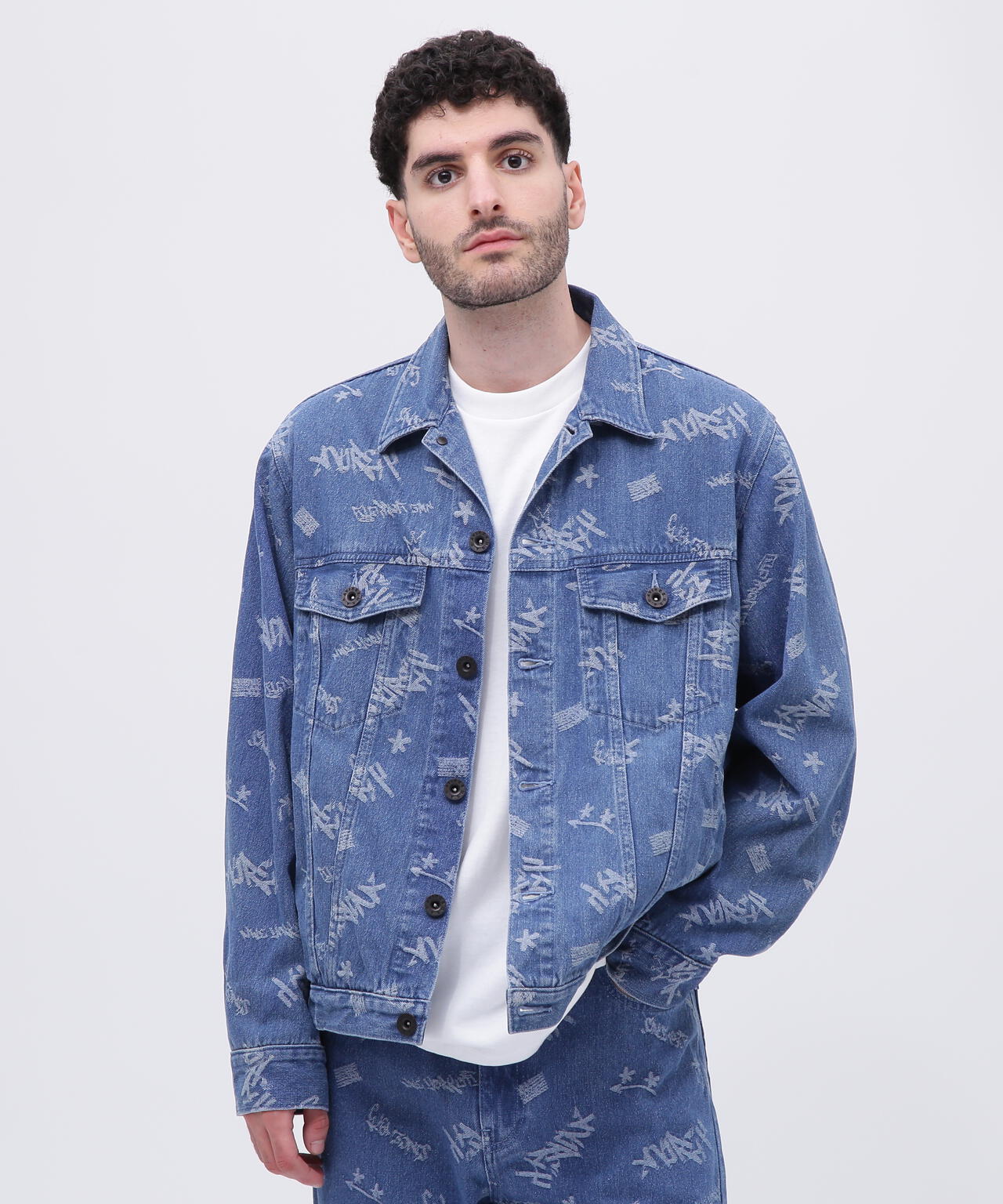 TAGGING JACQUARD DENIM JACKET/タギング ジャガード デニムジャケット