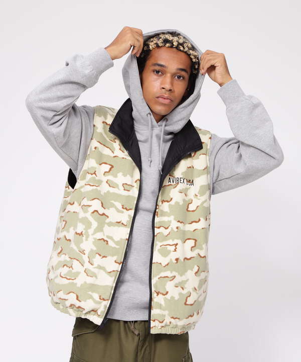 《直営店限定》REVERSIBLE FLEECE CAMO VEST / リバーシブル フリース