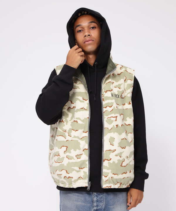 《直営店限定》REVERSIBLE FLEECE CAMO VEST / リバーシブル フリース