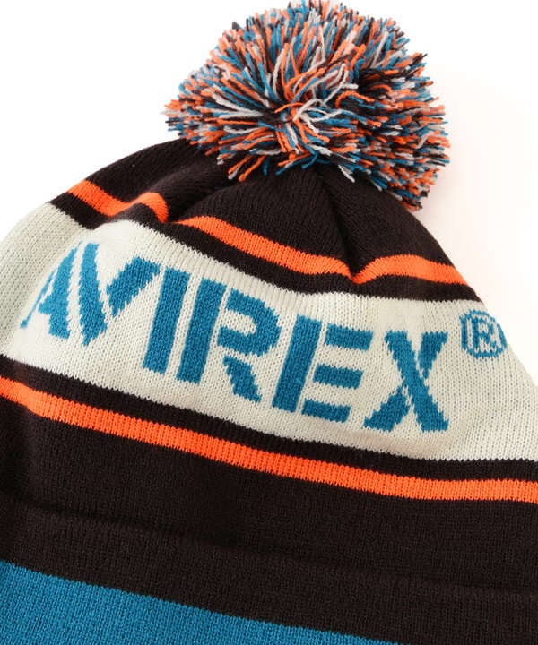 BONBON LOGO KNIT WATCH CAP / ボンボン ロゴ ニットワッチキャップ / AVIREX / アヴィレックス